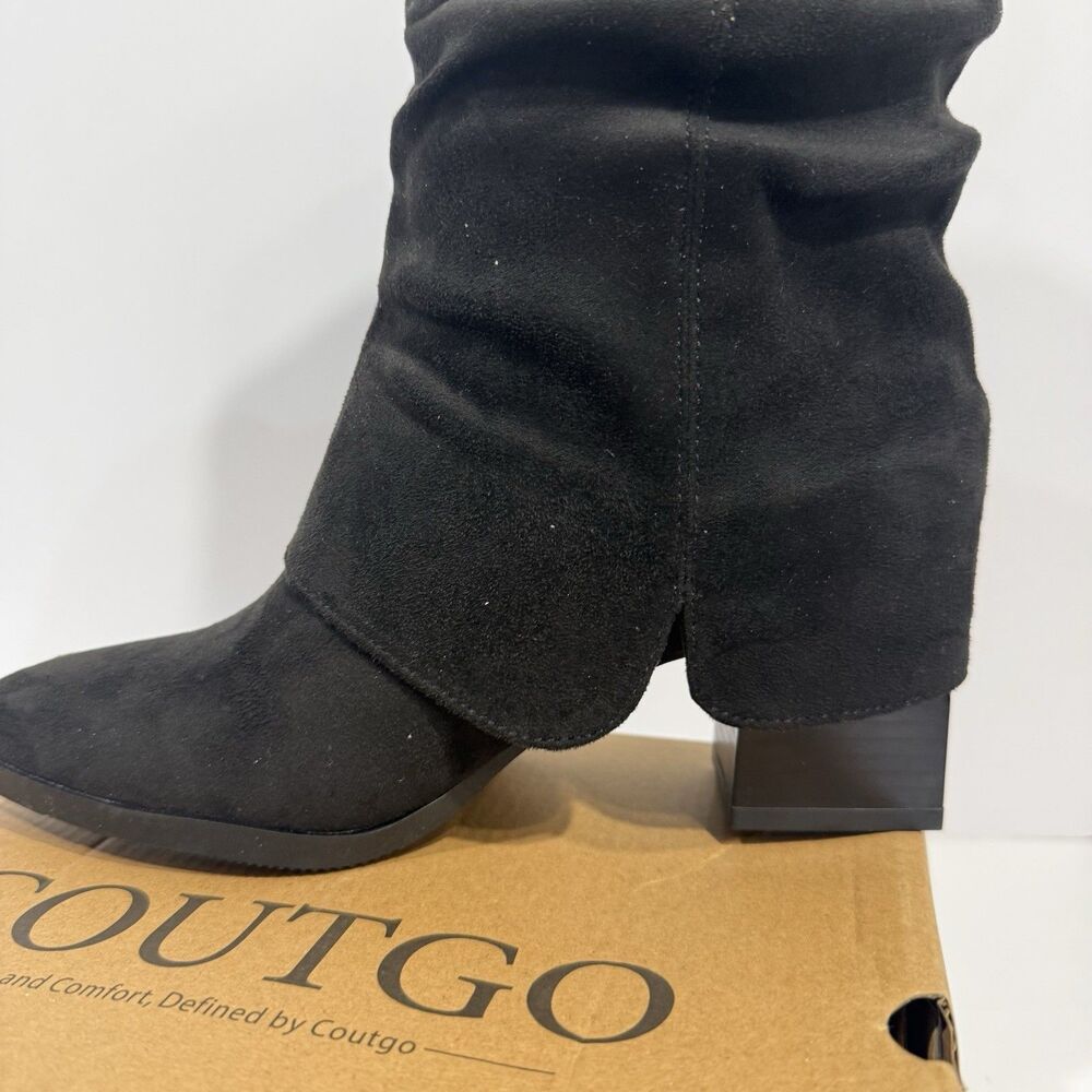 Coutgo Womens Fold Over Mid Calf BootsSlouchy Poi Black Size 6 NWB - Picture 17 of 17